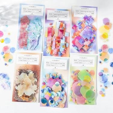 Imagem de Kit de adesivos quadrados coloridos de 120 peças de adesivos coloridos PET transparentes à prova d'água para lixo, diário, garrafas de água, telefone, laptop, decalques, pacote para adolescentes