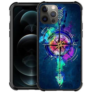 Imagem de DJSOK Compatível com capa para iPhone 11, design padrão traseiro amortecedor, cantos reforçados, caverna de TPU macio, capas para homens e mulheres - arco de flecha de bússola