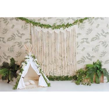 Imagem de Baocicco 2,1 x 1,5 m cenário de acampamento selvagem, plantas verdes, cortinas boêmias, barraca branca, fundo fotográfico, festa temática de aniversário, chá de bebê, safári, decoração de festa