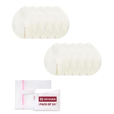 Imagem de Almofadas de amamentação laváveis, 10 peças reutilizáveis para amamentação, almofadas macias e superabsorventes para mamilos com bolsa de lavanderia e bolsa de armazenamento de viagem para itens