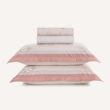 Imagem de Jogo de Cama Casal Lençol 100% Algodão Percal 200 Fios Jolie 4 Peças Karsten