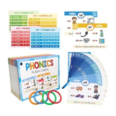 Imagem de menolana Cartões de flash phonics, educação educacional, diversão, letra de jogo de construtor de palavras, som para o jardim de infância do jardim de infância