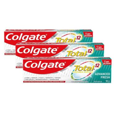 Imagem de Creme Dental Colgate Total 12 Advanced Fresh Gel 90g | Kit com três unidades
