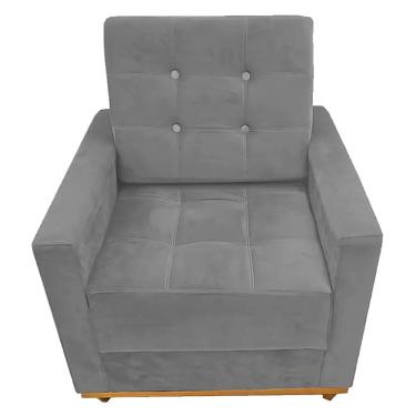 Imagem de Poltrona Austria em Veludo com Almofada Solta União Cor Cinza