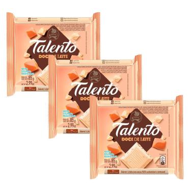 Imagem de Kit 3 Chocolate Garoto Talento Branco com Doce de Leite 85g