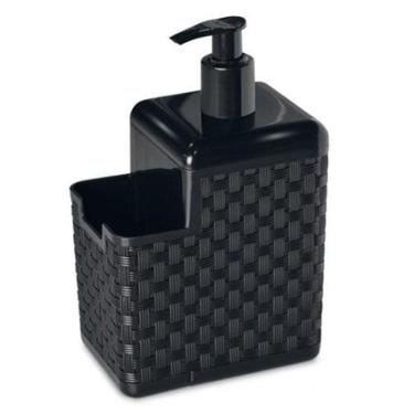Imagem de Porta Detergente E Esponja Com Bico Dosador Rattan Preto 25775 Arqplast