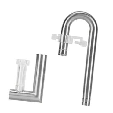 Imagem de FJMQHU Conector de tubo de filtro de aquário para aquário, tubo de lírio aquático, skimmer de óleo de aço inoxidável, fácil montagem, saída de água, 12 Saída Remover