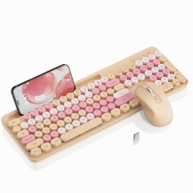 Imagem de Combinação de teclado e mouse sem fio Trueque Retro Latte