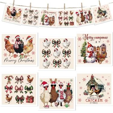 Imagem de Panos de prato suecos de frango de Natal para cozinha, 6 peças de panos de prato suecos reutilizáveis de pintinho, panos de esponja de Natal de secagem rápida absorventes para festival de inverno