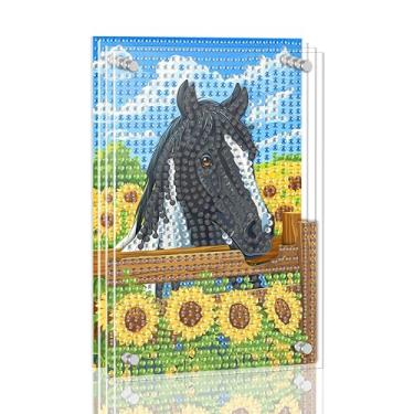 Imagem de Ginfonr Kit de pintura de arte de diamante DIY Acrylayers para adultos, cavalos, 4 camadas, pintura magnética de diamante, decoração de mesa em pé com efeito de profundidade dinâmica, presente de