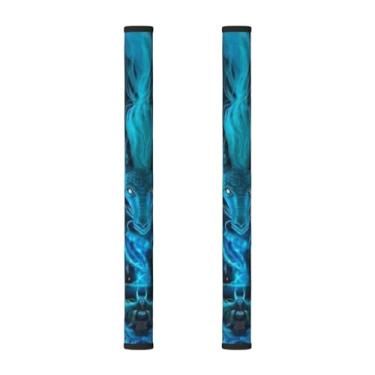 Imagem de TREJUKY Blue Dragon Capas de maçaneta de geladeira protetoras elétricas para decoração de cozinha, eletrodomésticos, luvas de geladeira, micro-ondas, lava-louças, protetor de porta - captura