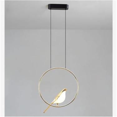 Imagem de Lustre LED moderno pós-modernismo loft sala de estar restaurante lustre LED arte ouro pega pássaro decoração iluminação para casa, decoração moderna
