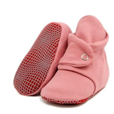 Imagem de Botas para bebês de algodão orgânico, antiderrapante, sola macia, sapatos para bebês, chinelos de casa para meninos e meninas, Rosa empoeirada, 0-6 Months Infant