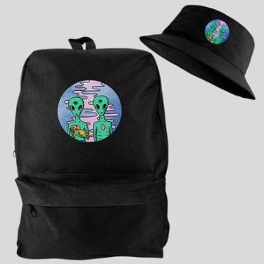Imagem de Kit Chapeu Bucket + Mochila Bolsa Masculina Basica Escolar Pega a Visão Estampado 2 ET-Masculino