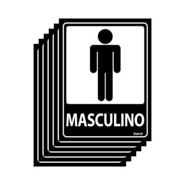 Imagem de Combo 6 Placas De Sinalização Banheiro Masculino 15x20 Ecom IA - A-466