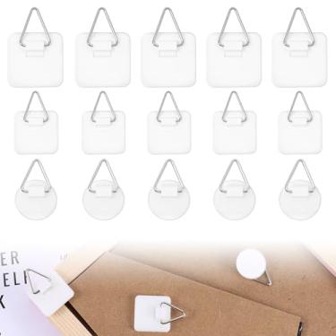 Imagem de Pacote com 15 ganchos de placa para parede, ganchos adesivos invisíveis para suporte de exibição de parede, ganchos para pendurar quadros para placas decorativas, molduras de fotos, arte e pinturas