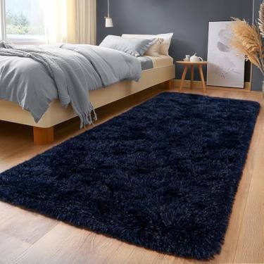 Imagem de Tapetes macios para sala de estar, tapetes macios e felpudos para sala de estar, tapetes felpudos antiderrapantes atualizados para quarto das crianças, decoração perfeita para casa moderna, azul