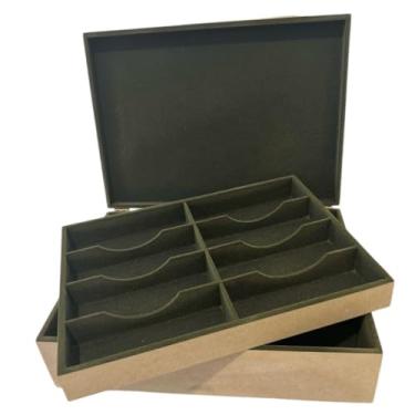 Imagem de Caixa Organizadora Flocada Para 16 óCulos | Com 16 DivisóRias| Ideal Para Lojas, ExposiçãO E Armazenamento(VERDE EXERCITO)