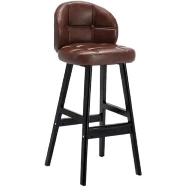 Imagem de MZYSGFCY Cadeira de café da manhã para cozinha banco de bar de couro PU banco de bar com apoio para os pés vintage bar de madeira cadeiras de jantar para cozinha banqueta de bar de café da manhã (B