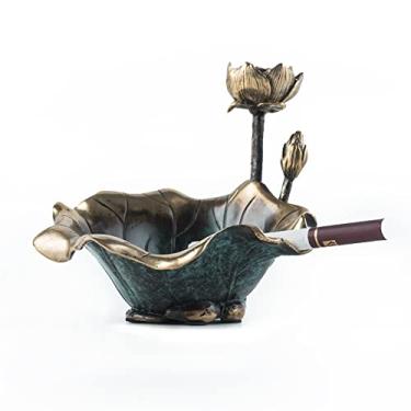 Imagem de Cinzeiros de escritório cinzeiros chineses multifuncionais artesanais domésticos ornamentos de cobre criativos individuais