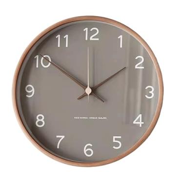 Imagem de WYUYIWH Relógio de parede de madeira maciça de 25 cm, relógio de decoração simples para sala de estar, relógio de quartzo silencioso, relógio de parede, adequado para escritórios, salas de estar e