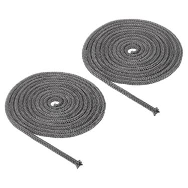 Imagem de PATIKIL Gaxeta de fogão a lenha de 0,9 cm x 500,4 cm, 2 peças de substituição de corda de vedação de resistência a altas temperaturas de fibra de vidro de grafite redonda para porta de lareira de