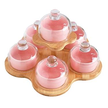 Imagem de Travessa para servir nozes, tigela para servir frutas secas com tampa de vidro, bandeja de lanche com tampa, bandejas de servir divididas