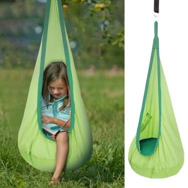 Imagem de Cadeira infantil com almofada inflável, balanço sensorial para uso interno e externo, com bolso máximo de 79,8 kg (verde)