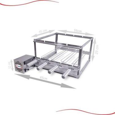 Imagem de Kit Churrasqueira Elétrica Giratória 4 Espetos Brasa Grill Cor Direito