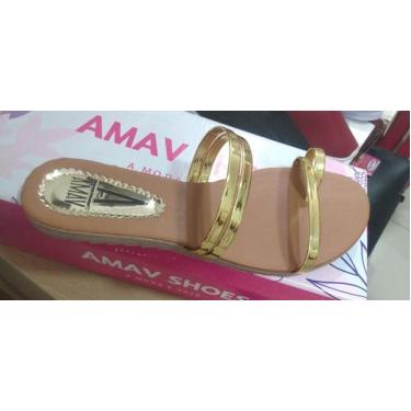 Imagem de Sandália em tiras douradas - Edmee Modas 