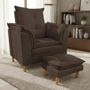 Imagem de Poltrona Amamentação com Puff - Conforto, Leitura e Descanso (Marrom)