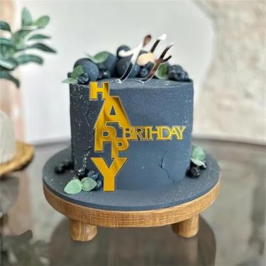 Imagem de LZGXZF 1 PCS Acrylic Happy Birthday Cake Toppers Oh Baby Cake Topper Golden Mirror Birthday Party Cake Decorations Boys and Girls Anniversary Party Decorations Supplies
