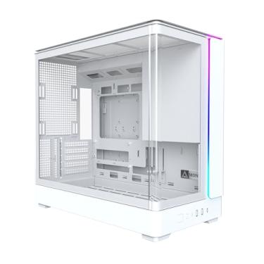 Imagem de MONTECH Capa para PC King 15 Micro-ATX, vidro panorâmico curvo, resfriamento de fluxo de ar da chaminé, design de câmara dupla, suporte de radiador de 360 mm, estrutura compacta para GPU de próxima