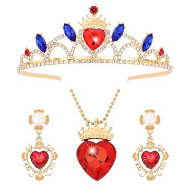 Imagem de Fantasia de Descendentes Evie Adulto, Coroa e Colar da Rainha de Copas Descendentes Azuis, Conjunto de Joias de Brincos para Festa de Aniversário, Acessório de Fantasia, One Size, Metal, Liga metálica
