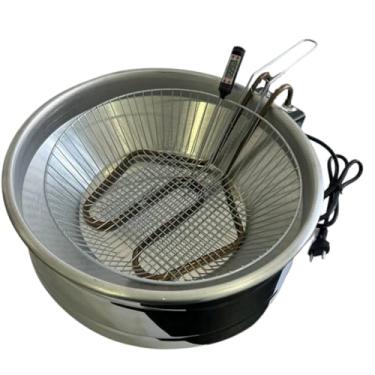 Imagem de Fritadeira elétrica tacho de 12 litros 43cm boca base em aço inoxidável 110 ou 220V com termostato(220V)