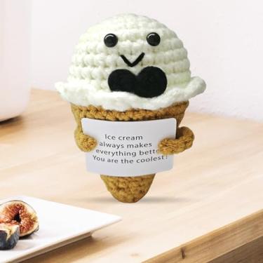 Imagem de Sorvete de crochê feito à mão positivo para mulheres, homens e amantes de sorvete, sala de estar, quarto, cozinha, estante, decoração de mesa de escritório