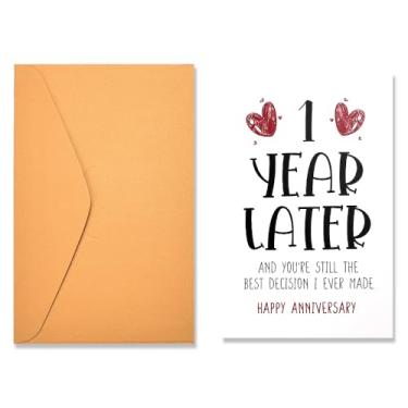 Imagem de Cartão de 1º aniversário para esposa marido presentes de aniversário de 1 ano para Bf Gf 1º cartão de casamento para casal, presentes de papel de um ano para ele, ela, cartões de presente de casamento