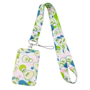 Imagem de Cordão de arte de badminton com porta-crachá de identificação, chaveiro de pescoço para chaves, professor, estudante, escritório, escola