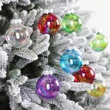 Imagem de AceOrbit 36 peças de enfeites de bola de Natal inquebráveis de 4 cm bolas transparentes coloridas à prova de estilhaçamento para decoração de árvore de Natal, festas de noivado de casamento (coloridas