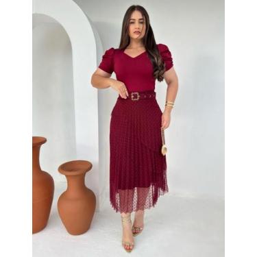 Imagem de Saia Rodada Midi Soltinha com Babado Camadas em Tule - Fashion, Marsal