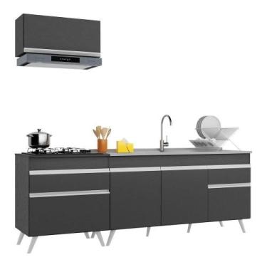 Imagem de Armário De Cozinha Compacta 220cm Veneza Multimóveis V2074 Preto/branc