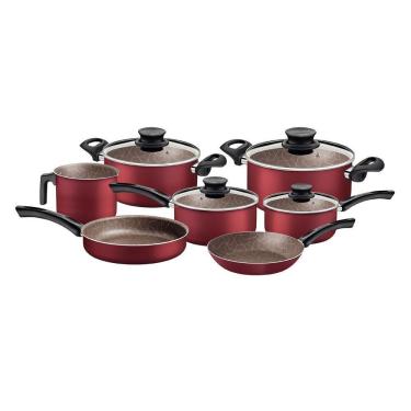 Imagem de Conjunto De Panelas Paris 7 Peças Em Alumínio Antiaderente Vermelho - Tramontina 28599702