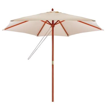 Imagem de Ombrelone Em Madeira Jardim Piscina Praia 3m Mor Cor:bege Bege