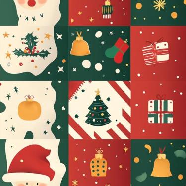 Imagem de Kitico Rolo de papel de parede de Natal – Papel de parede decorativo autoadesivo e papel de embrulho de Natal 44 x 299 cm