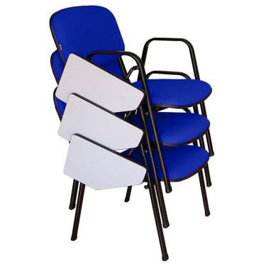 Imagem de 03 Cadeiras Escolar Universitária Linha Hotel Auditório Azul