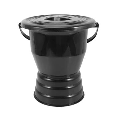 Imagem de KiBcsLic Escarradeira com tampa e alça, penico, balde, penico para ambientes internos, crianças e adultos, casa, Preto