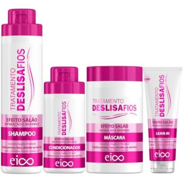 Imagem de Kit Deslisa Fios Eico-Cosmeticos Shampoo 800ml e Condicionador 450ml Máscara 1Kg e Leave-in Finalizador 200ml