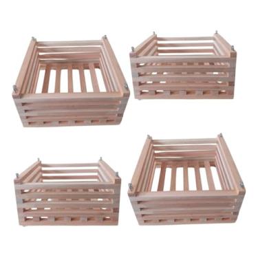 Imagem de Kit 4 Cachepô De Madeira Quadrado Orquídeas E Plantas Tam Gg