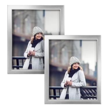 Imagem de Renditions Gallery Conjunto de 2 porta-retratos de 20 x 25 cm, estilo moderno de alta qualidade, feito de madeira maciça e vidro de alta definição, pronto para exibição de fotos de parede e mesa,