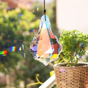 Imagem de 1 pingente de apanhador de sol de cristal para pendurar na janela, jardim, escritório, casa, exibição decorativa interna e externa (lanterna colorida)